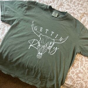 Olive Bull Skull Graphic Tee